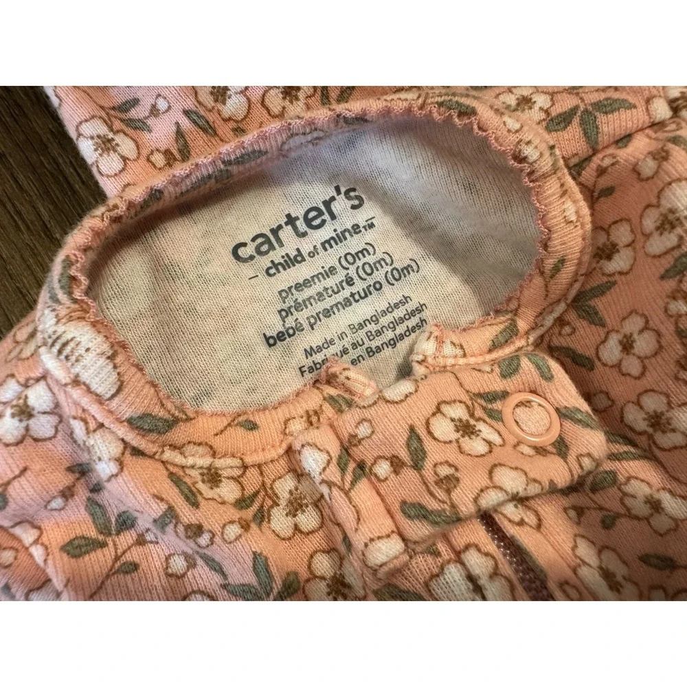 Carters‎ Baby Girl Preemie Sleeper Outfit Footie Floral Zipper One Piece Clothes